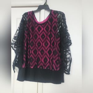 Cato woman 18/20w pink and black lace blouses